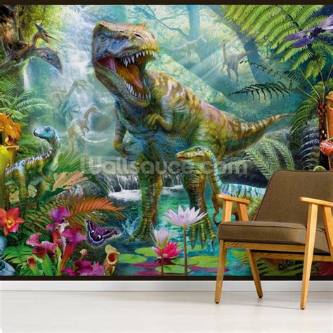 Dino Jungle Scene Wallpaper | Wallsauce UK