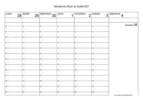 Emploi Du Temps Vierge Imprimer Semainier Calendrier Hebdomadaire The