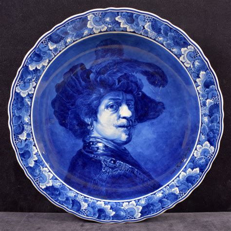 De Porceleyne Fles Blauw Wit Delft Wandschotel Man Met Baret Naar