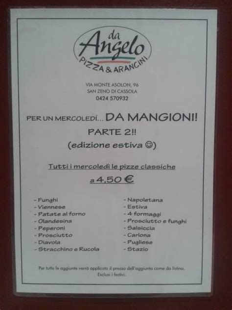 Menu At Pizzeria Da Angelo Cassola