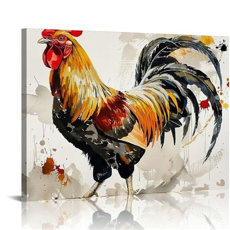 Nawypu Farm Rooster Canvas Wall Art Farmhouse Animal Wall Decor Animals