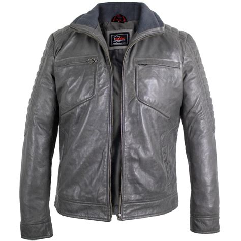 Freizeit Herren Lederjacke In Grau Mdm