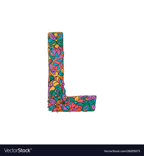 Colorful ornamental alphabet letter l font Vector Image