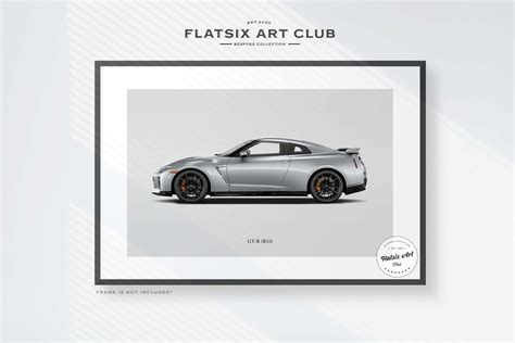 Nissan GT-R R35 Sketched Wall Art Multi-colour Automotive Art Print Car ...