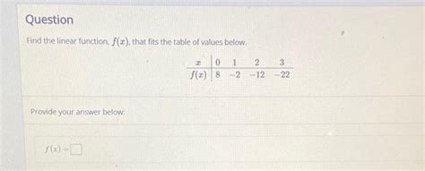 Solved Question Find The Linear Function F That Fits The