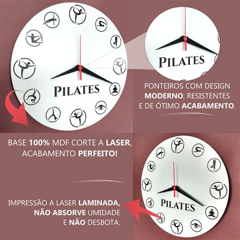 Relógio De Parede Pilates Academia Fitness Professor 30cm no Elo7