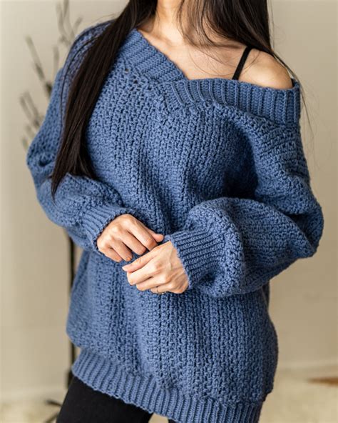 Crochet Pattern Oversized Off The Shoulder Sweater Pattern Etsy