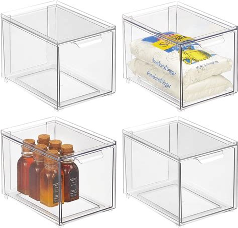 Buy Mdesign Plastic Stackable Kitchen Storage With Pull Out Bin