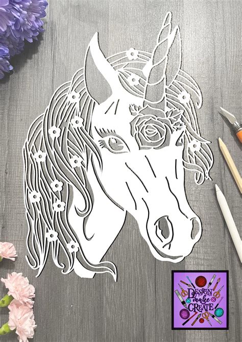 Unicorn Paper Cutting Template - Etsy