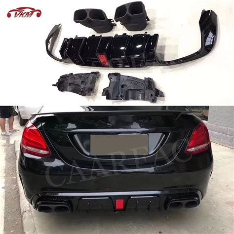 C Class ABS Rear Bumper Lip Diffuser With Exhaust Tips For Benz W205