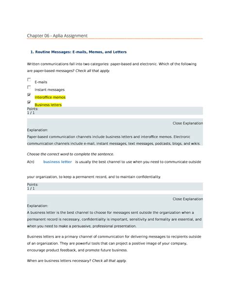 Chapter Answers To Aplia Assignments