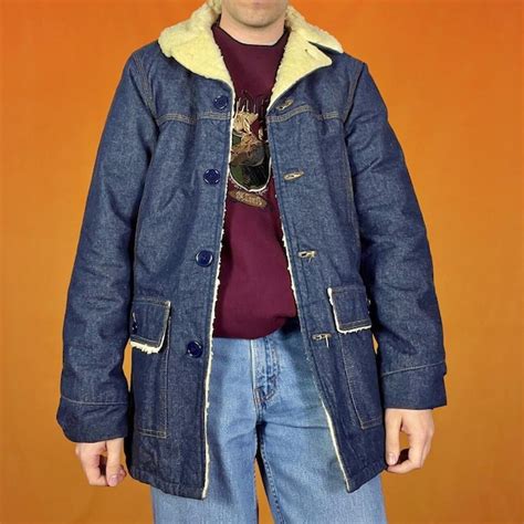 Sheepskin Lined Denim Jacket Etsy