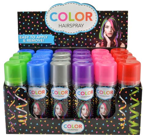 Temporary Color Hair Spray 3 Oz 24 Cans 6 Colors