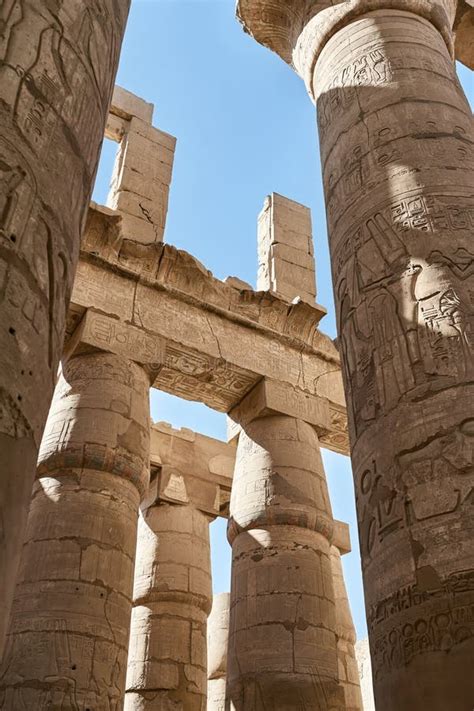 Ancient Egyptian Obelisk Covered With Hieroglyphs In Luxor Stock Photo