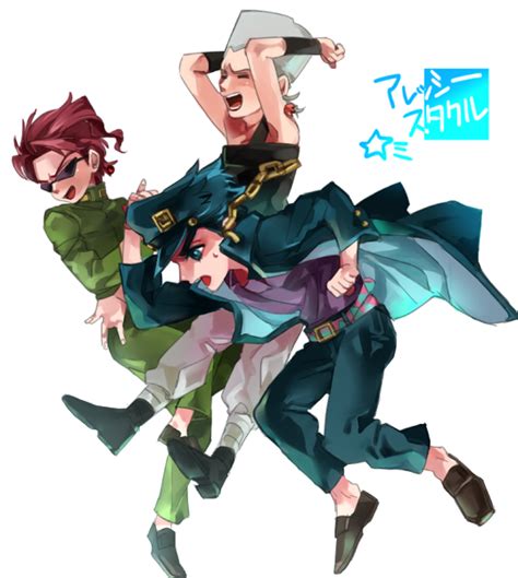 Kujo Jotaro Kakyoin Noriaki And Jean Pierre Polnareff Jojo No Kimyou