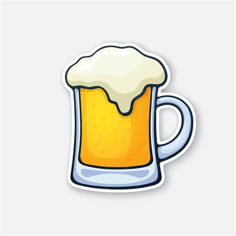 Vectorillustratie Een Mok Bier Met Schuim Glas Alcohol Drinken Sticker In Cartoon Stijl