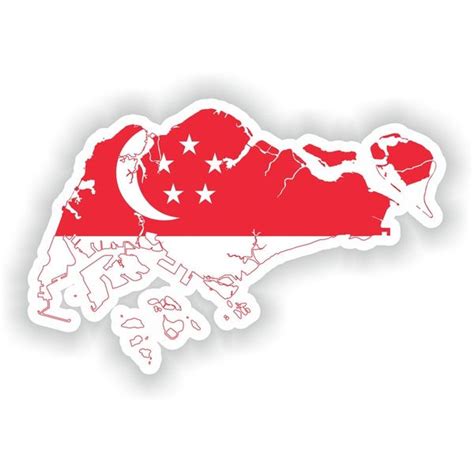 Singapore Map Flag Silhouette Sticker For Laptop Book Fridge Inspire