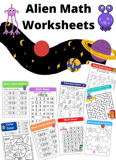 Alien Math Worksheets - Etsy