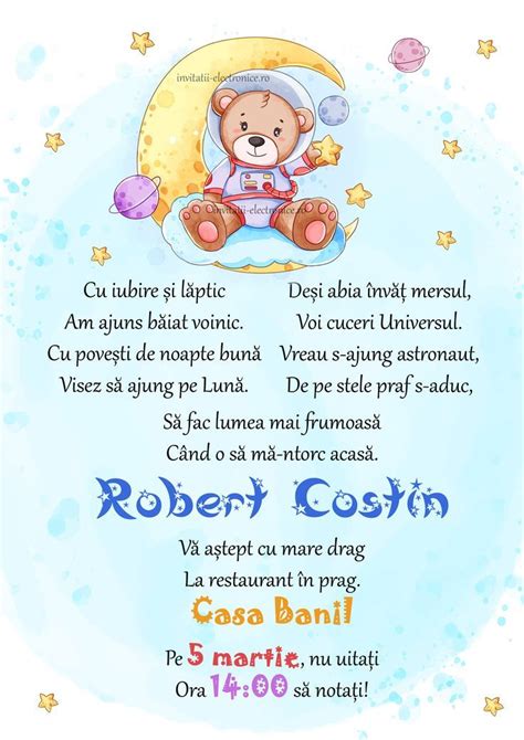 Invitatie La Prima Aniversare Baiat Teddy Bear Crafts Baby Shower