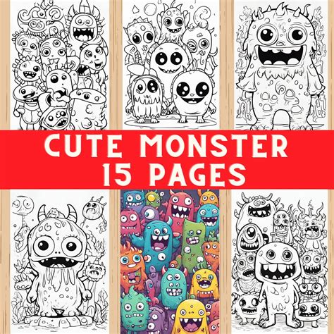 Little Monsters Coloring Pages, Cute Monster Drawings, Printable ...