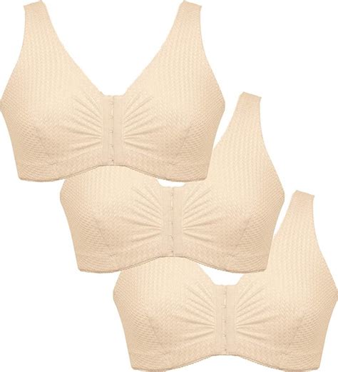 Eden House Ladies Pack Of 3 Bra Original Front Fastening Magic Bra Cream Shopstyle