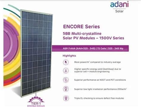 Adani 345 W 24V Polycrystalline ENCORE Solar Panel At Best Price In