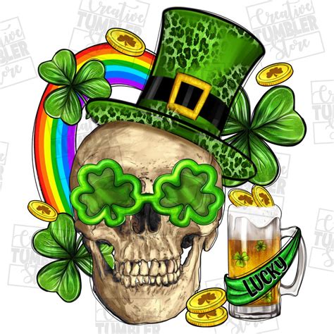St Patricks Day Skull Png Sublimation Design Download St Patricks
