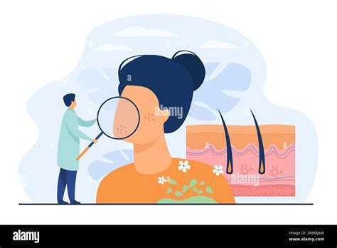 Tiny Dermatologist Examining Dry Face Skin Stock Vector Image And Art Alamy