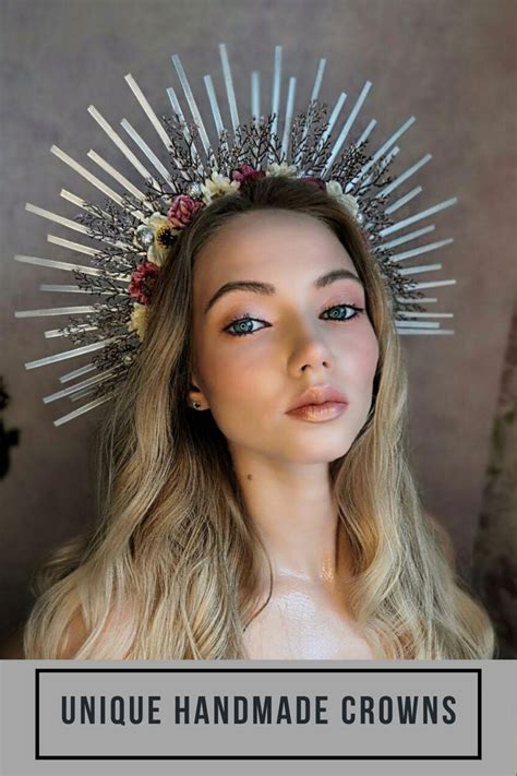 Silver Flowers Halo Crown Headpiece Goddess Sun Headdress Bridal