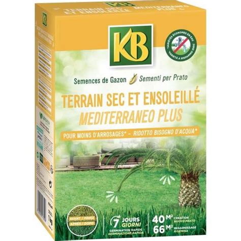 KB Semences gazon Terrain sec et ensoleillé 40m² Cdiscount Jardin