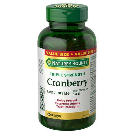 Nature S Bounty Triple Strength Cranberry With Vitamin C E Value Size