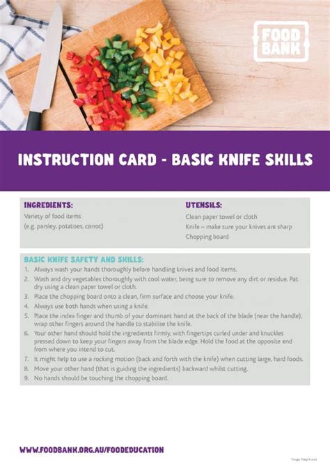 Basic Knife Skills Pdf 91931 | Instruction Card Basic Knife Skills