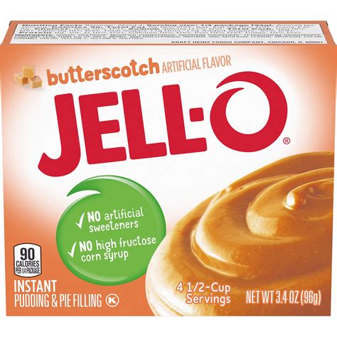 Jell O Butterscotch Instant Pudding And Pie Filling Mix 3 4 Oz Box