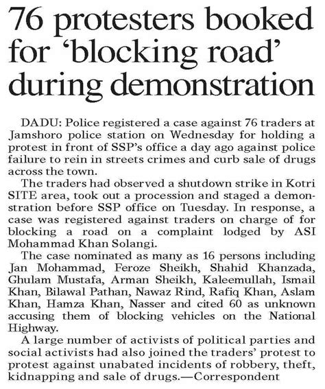 Dawn EPaper Jul 11 2024 76 Protesters Booked For Blocking Road