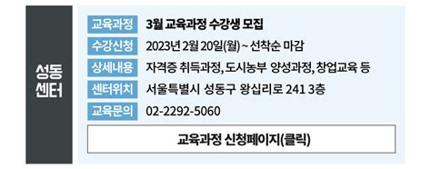 서울시 50플러스포털 50포털 강북노원서초성동양천 2023년 3월 교육과정 수강생 모집