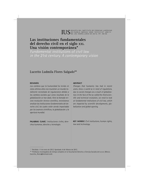 Pdf Las Instituciones Fundamentales Del Derecho Civil En El Siglo Xxi