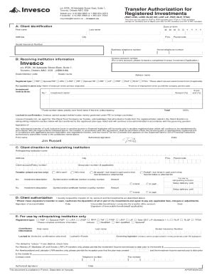 Fillable Online Transfer Authorization For Registered Investments