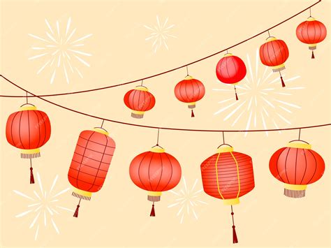 Premium Vector Red Chinese Lanterns Isolated On White Background Traditional Chinese Lanterns