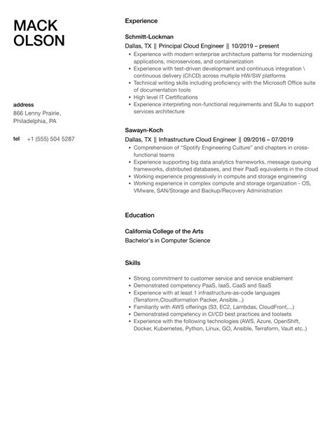 Cloud Engineer Resume Samples Velvet Jobs