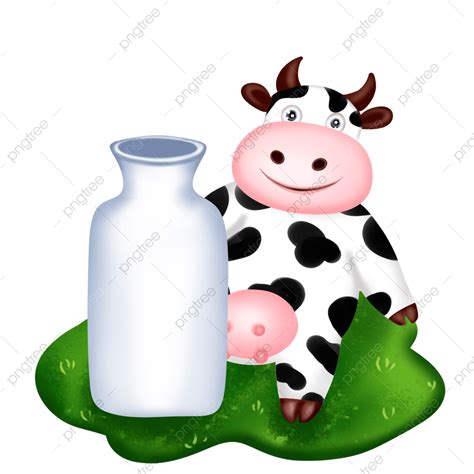 Milk Cow Clipart PNG Images Cows And Milk Bottles On The Grass Cow