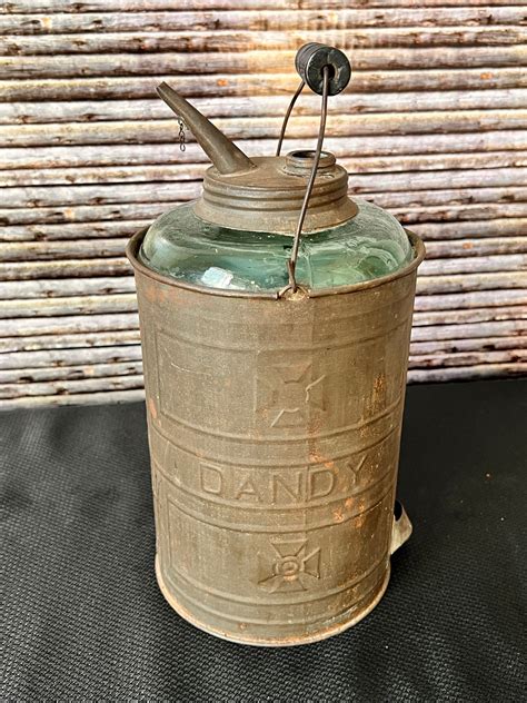 Antique Dandy Kerosene Aqua Glass Lined Metal Tin 1 Gallon Etsy