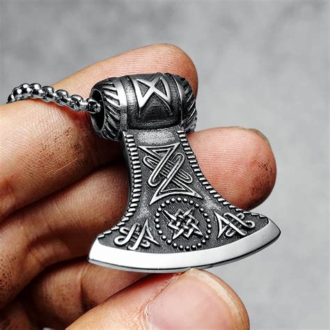 Viking Axe Men Pendants Necklace Nordic Thor S Hammer Chain 316l