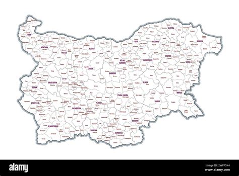 Administrative Outline Map Of Bulgaria Showing Regions Provinces Stock