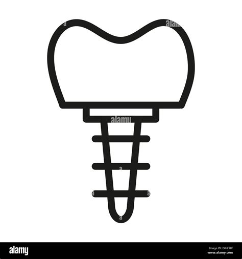 Dental Implants Icon Vector Symbol Or Sign Set Collection In Black And