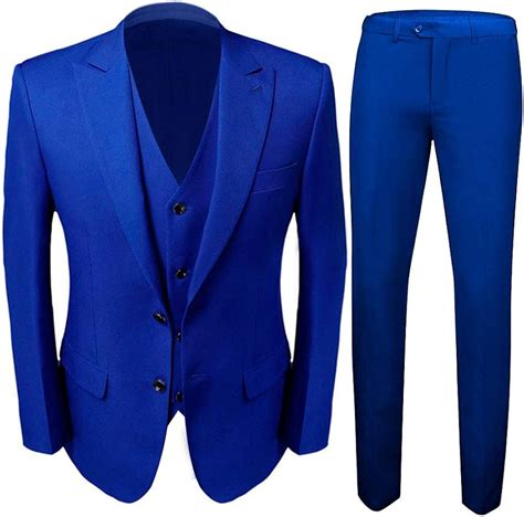 Mens Royal Blue Groomsmen Suits 3 Pieces Groom Tuxedos Wedding Suits