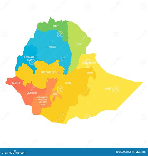埃塞俄比亚行政区划政治地图 向量例证 插画 包括有 鼓胀 映射 局部 部门 标签 地区 汽车 268025898