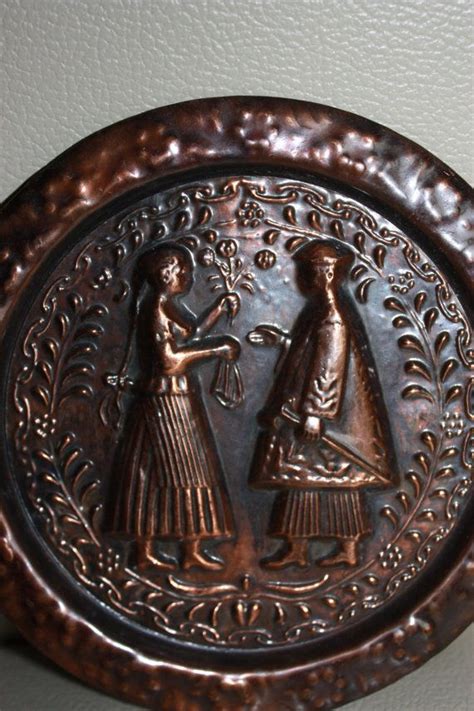 Copper Embossed Plate Wall Hanging European Wedding Tradition Etsy