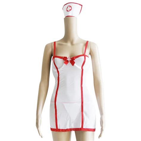 Adult Womensexy Nurse Nurse Costume 2pcs Halloween Nurse White And Red Doctor Cosplay Role Play