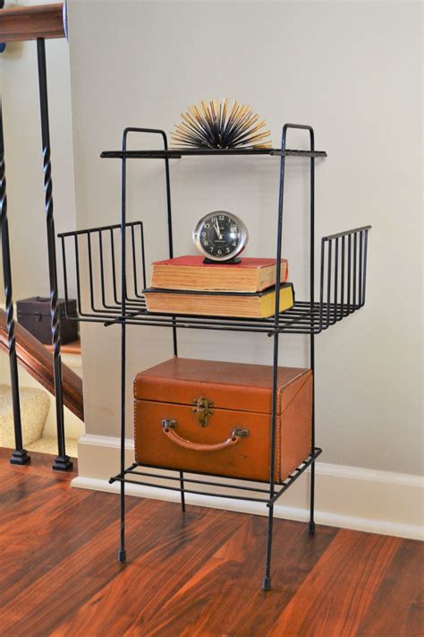 Vintage Mid Century Modern Wire Phone Rack Three Tiered Wire