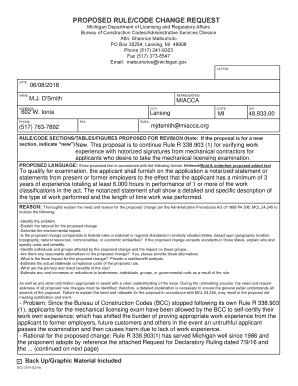 Fillable Online Proposed Rule Code Change Request MIACCA Fax Email